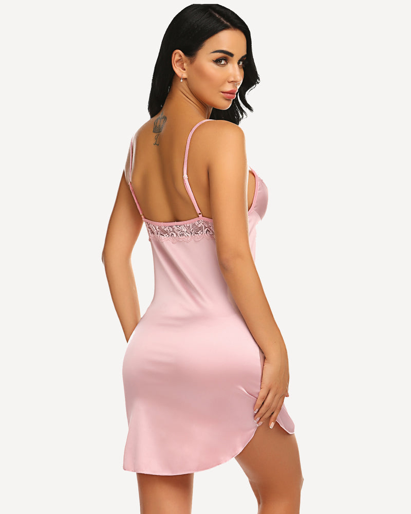 FSatin Lace Mini Full Slip Dress
