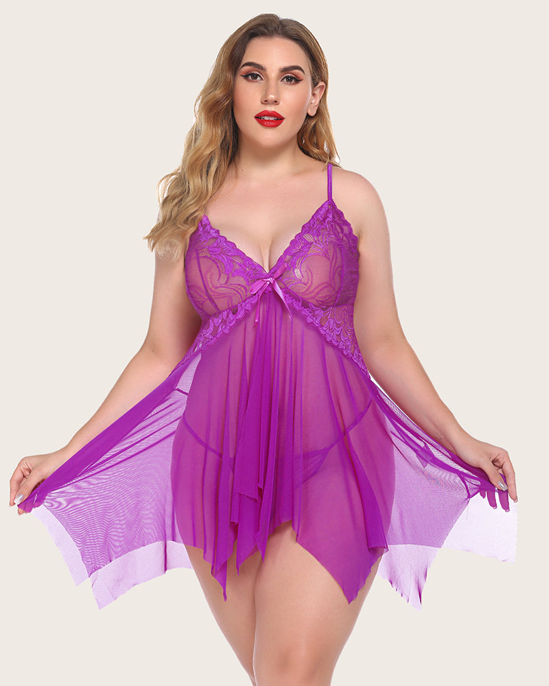 Lace Butterfly Babydoll Plus Size Lingeries