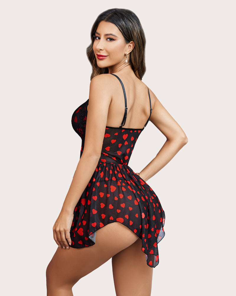 Plus Size Lace V Neck Babydoll