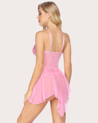 Lace V Neck Strap Sleepwear Dress