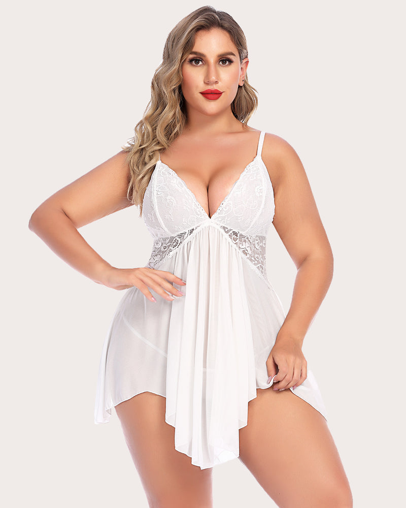 Lace V Neck Strap Sleepwear Dress