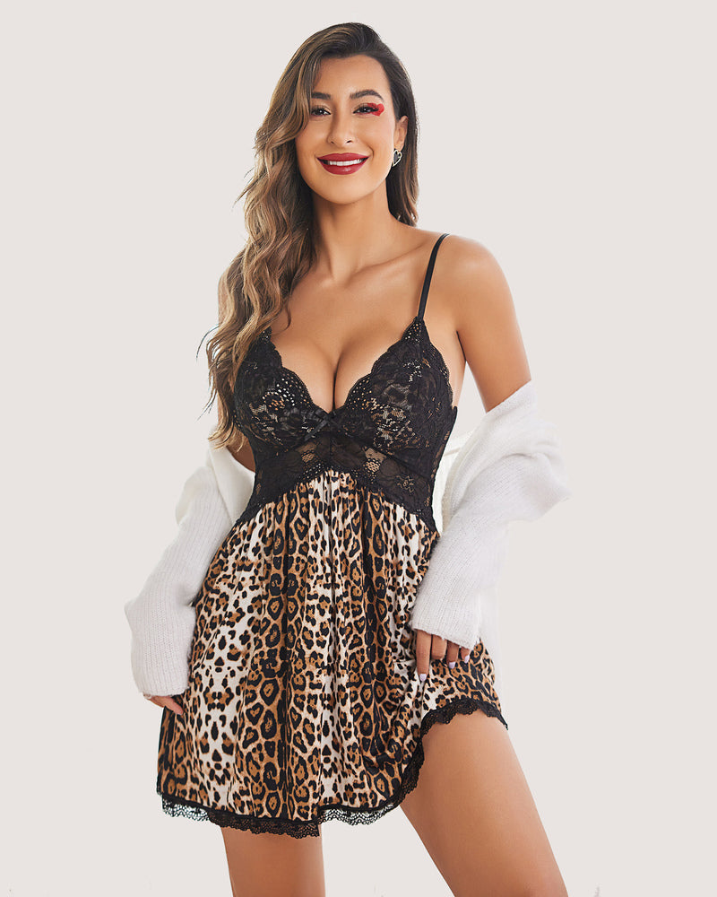 FPrint V-Neck Full Slip Dress