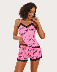 Heart Print Cami Pajama Set
