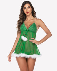 Lace Halter V Neck Chemise