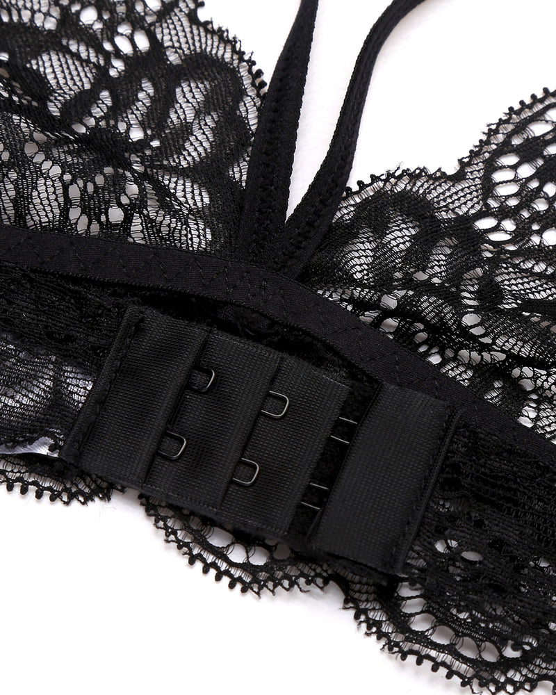 3 Piece Sets Lace Bralette, Skirt with Panty