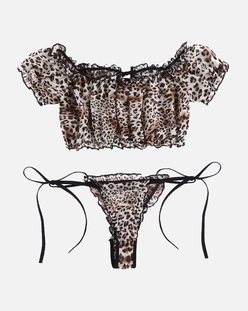 Leopard Ruffle Bra and Panty Set