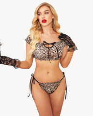 Leopard Ruffle Bra and Panty Set