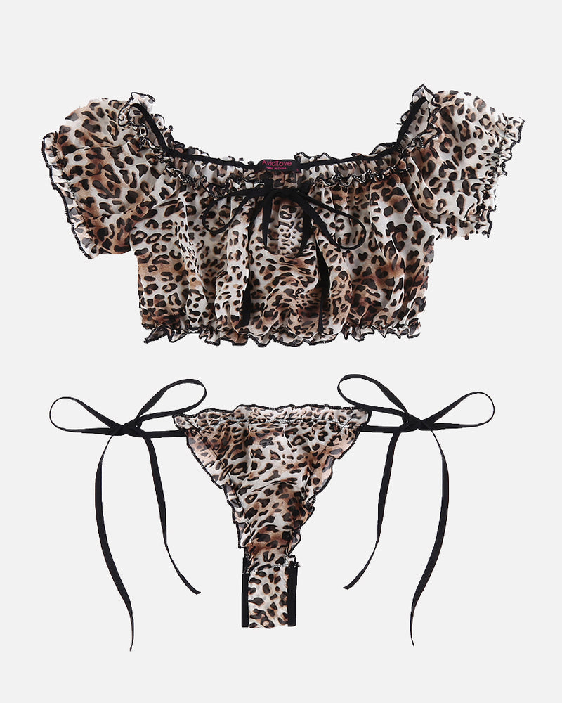 Leopard Ruffle Bra and Panty Set