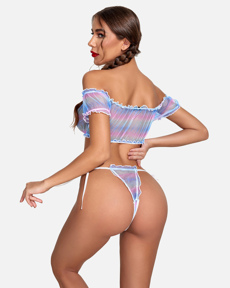 FMesh Ruffle Lingerie Set