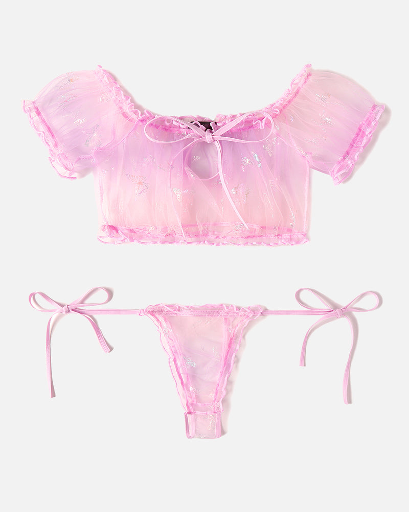 FMesh Ruffle Lingerie Set