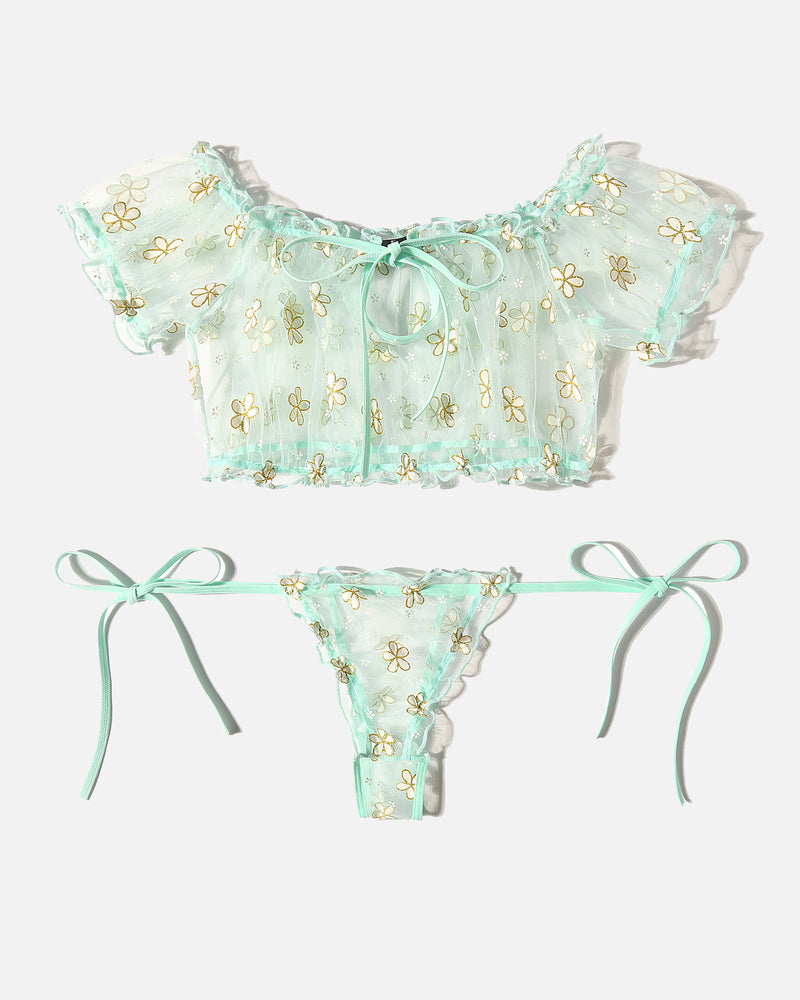 FMesh Ruffle Lingerie Set