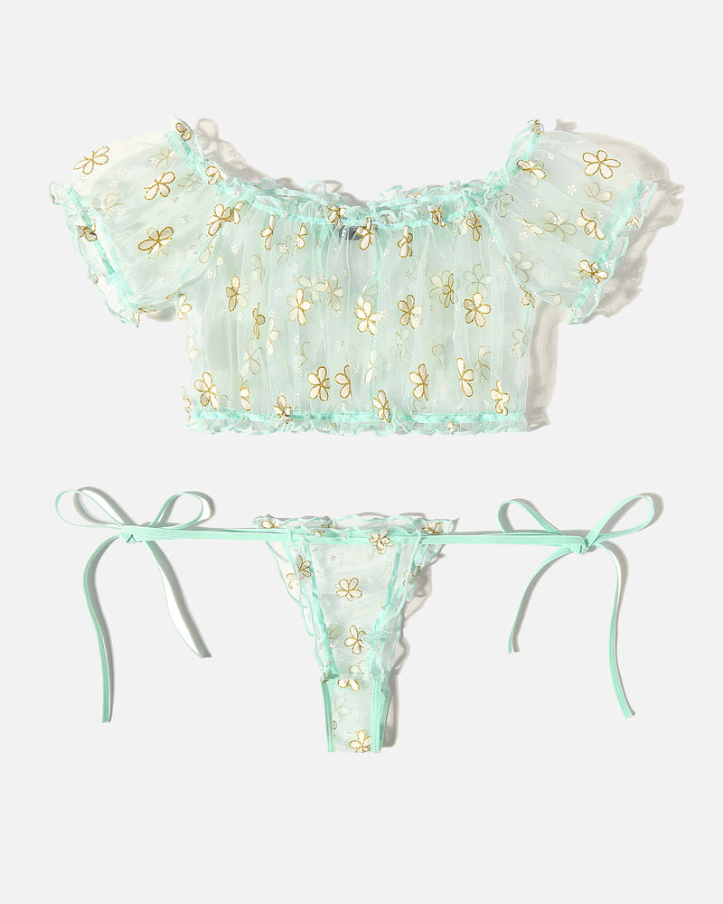 FMesh Ruffle Lingerie Set