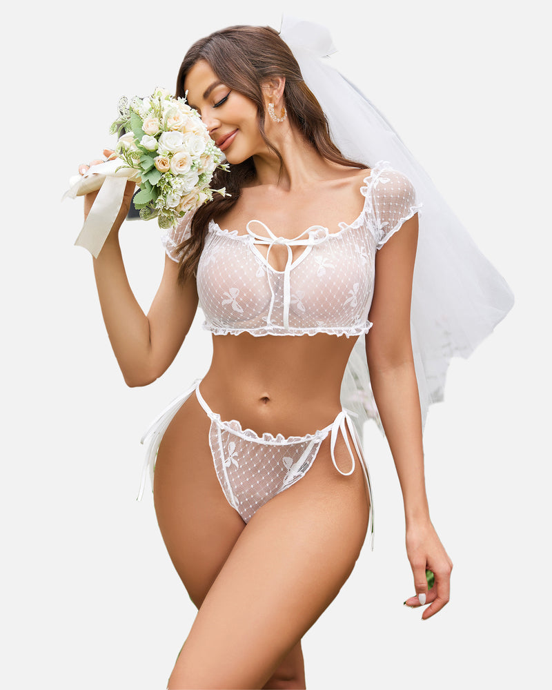 FMesh Ruffle Lingerie Set