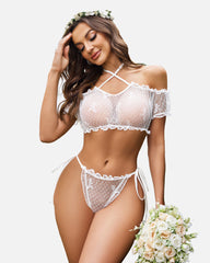 Lace Ruffle Bra and Panty Set