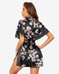 Satin Eyelash Sleepwear Robe
