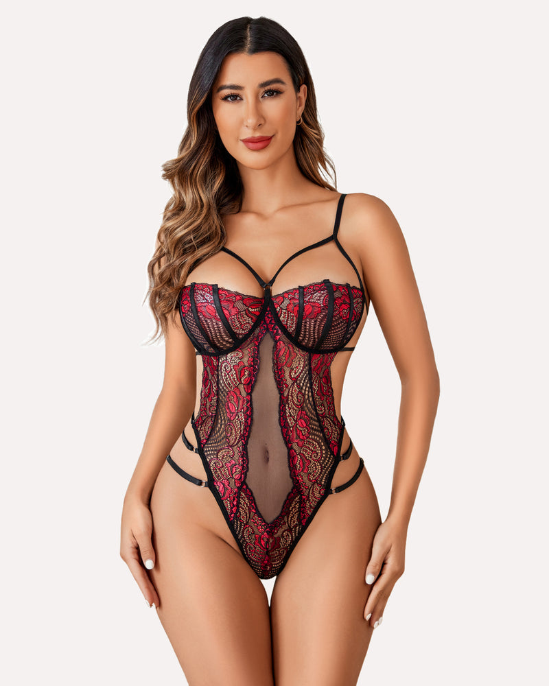 Teddy Lingeries Lace Deep V Bodysuit