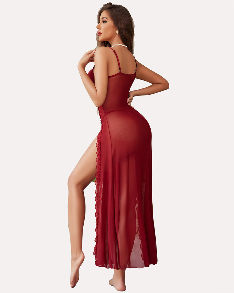 High Slit Mesh Nightdress