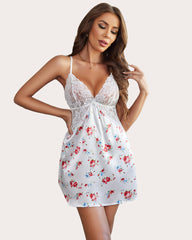 Satin Lace Side Slit Babydoll