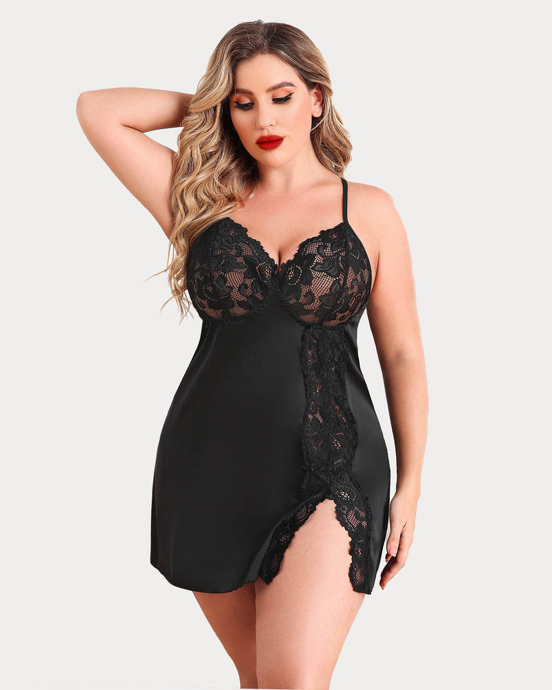 Plus Size FSatin Nightgown