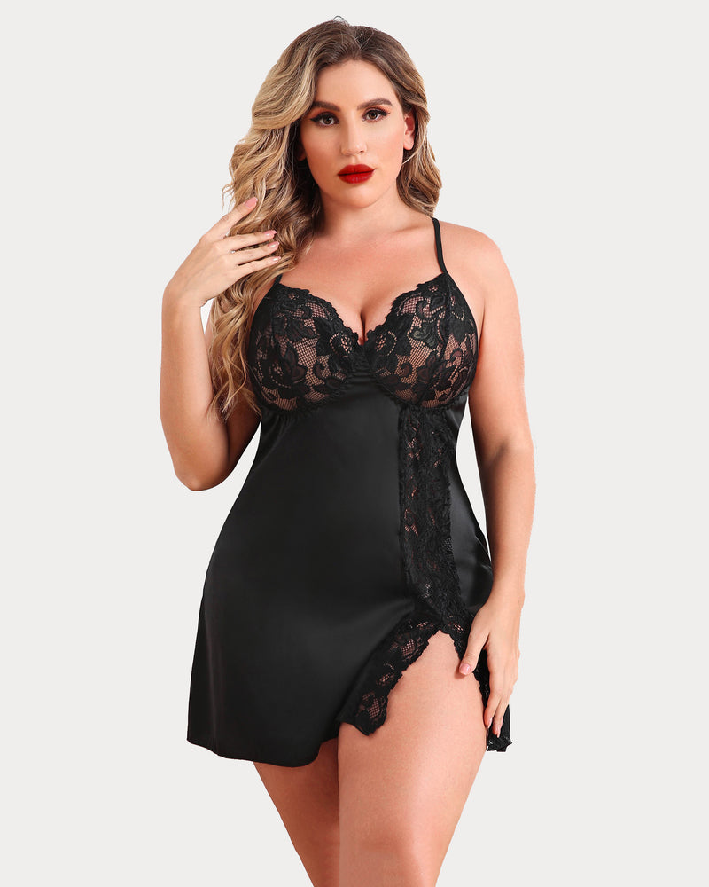 Plus Size FSatin Nightgown