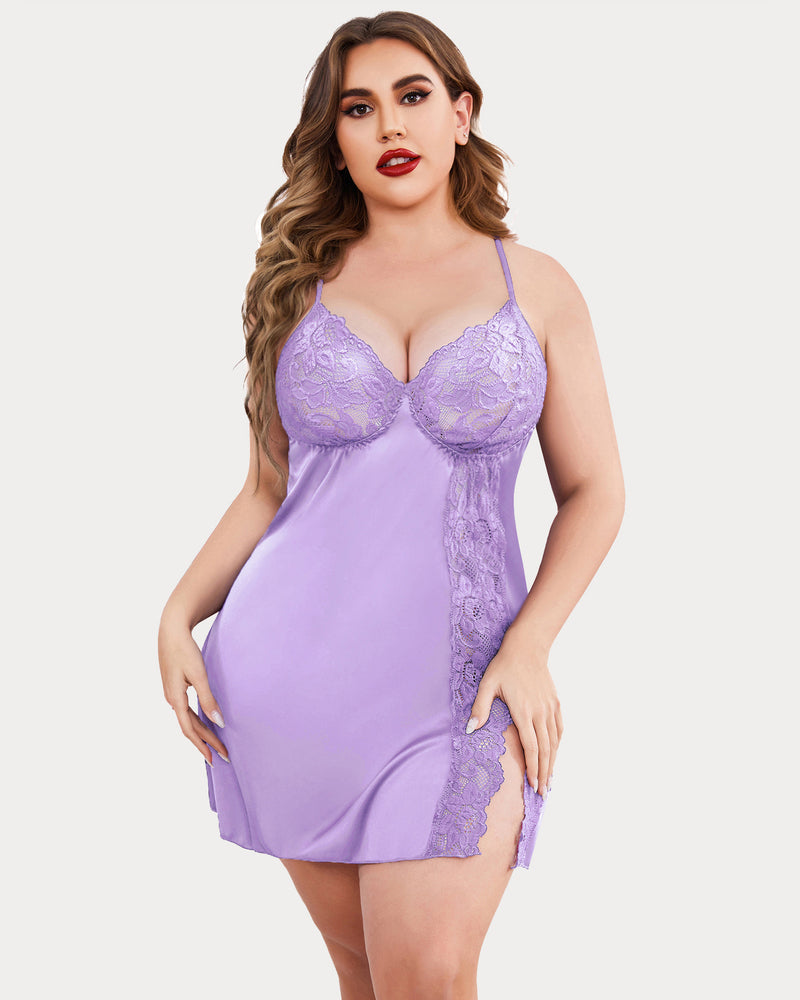 Plus Size FSatin Nightgown