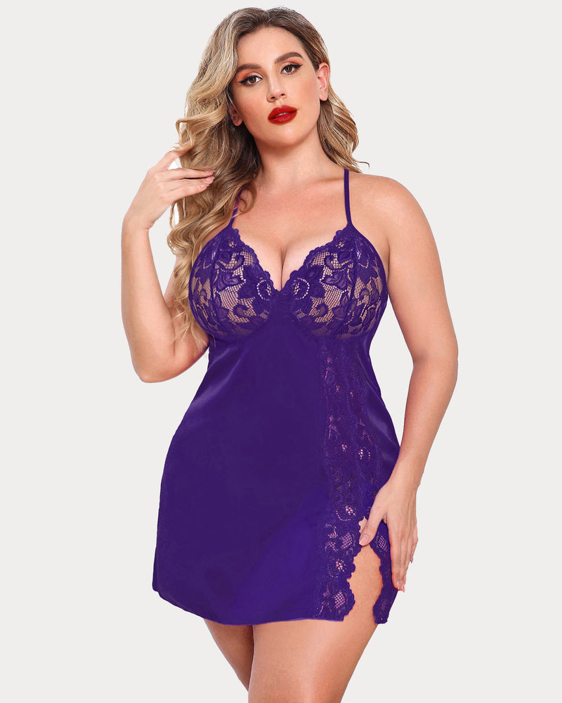 Plus Size FSatin Nightgown