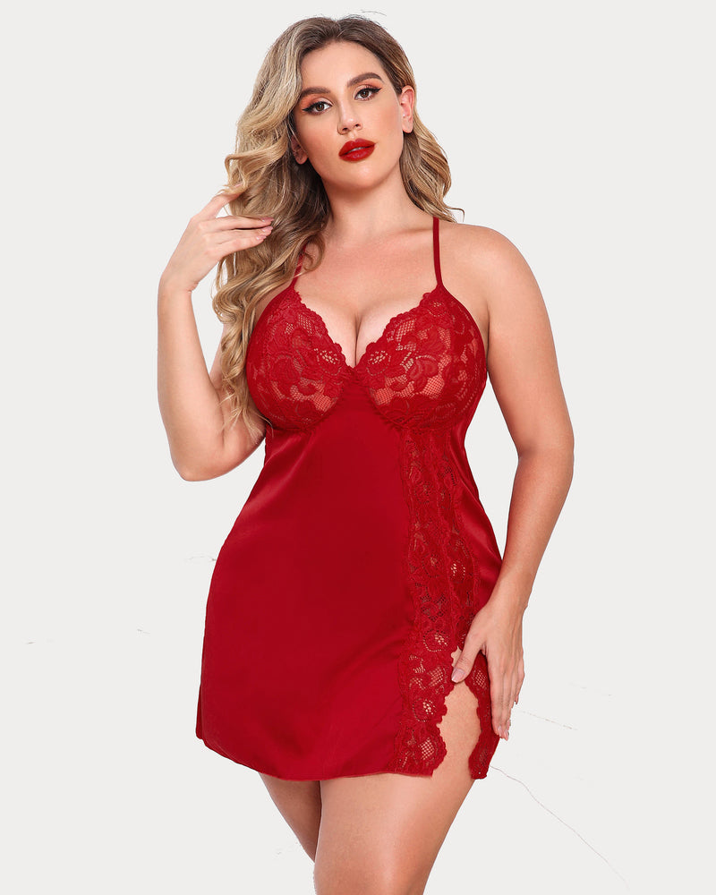 Plus Size FSatin Nightgown
