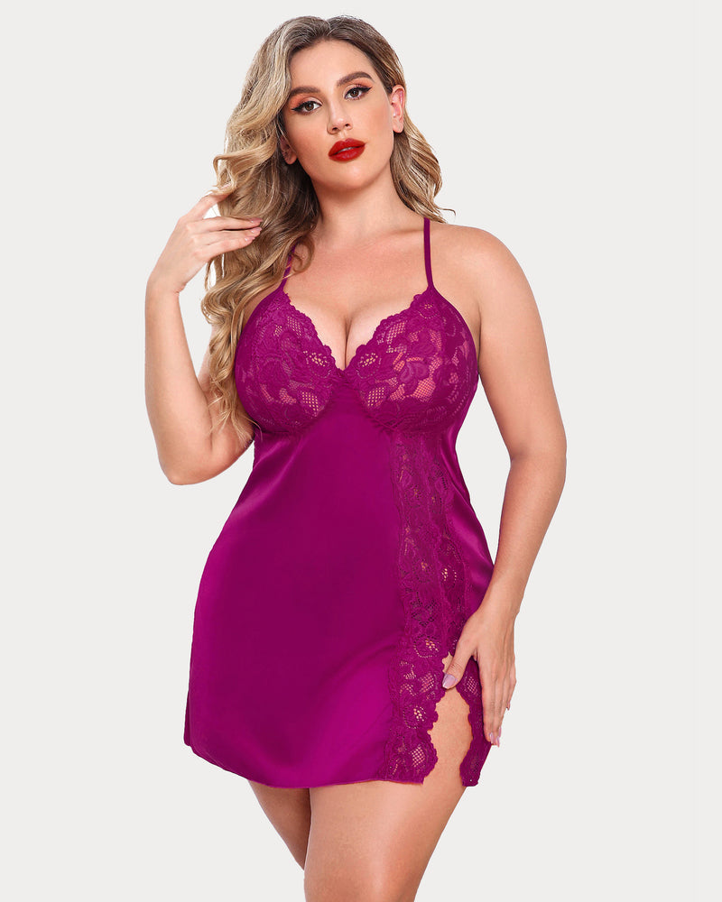 Plus Size FSatin Nightgown