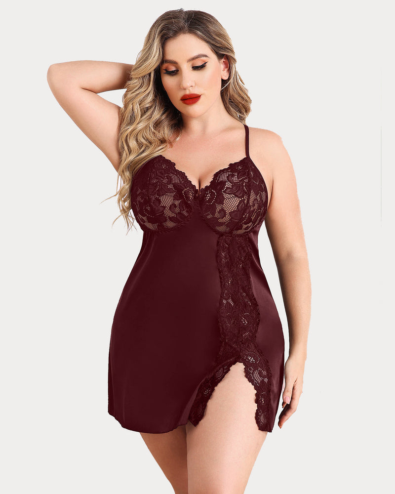 Plus Size FSatin Nightgown