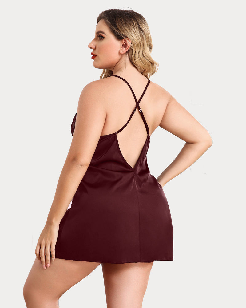 Plus Size FSatin Nightgown