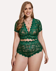 Plus Size FLace Trim Set