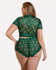 Plus Size FLace Trim Set