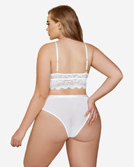 Plus Size Lace Trim Bra Panties Set