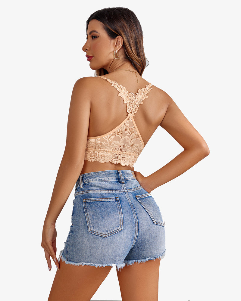 Padded FLace V Neck Crop Top