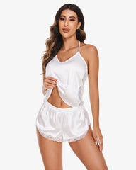 Satin Pajama Set Cami Lace Sleepwear