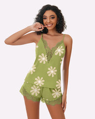 FPajama Set Lace Trim Short PJ Set