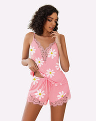 FPajama Set Lace Trim Short PJ Set