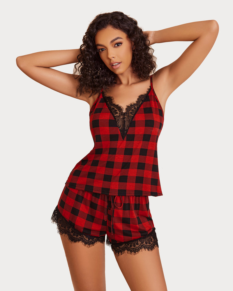 FPajama Set Lace Trim Short PJ Set