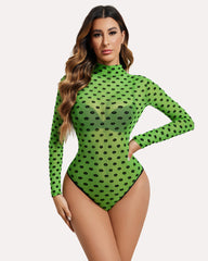 Long Sleeve FTurtleneck Sheer Bodysuit