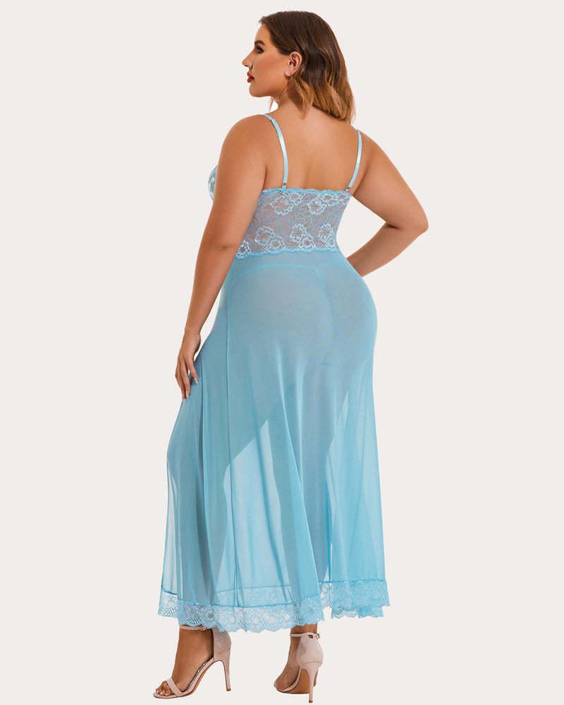Mesh Maxi Side Slits Dress