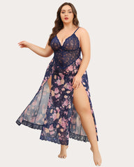 Plus Size FSide Slits Nightdress