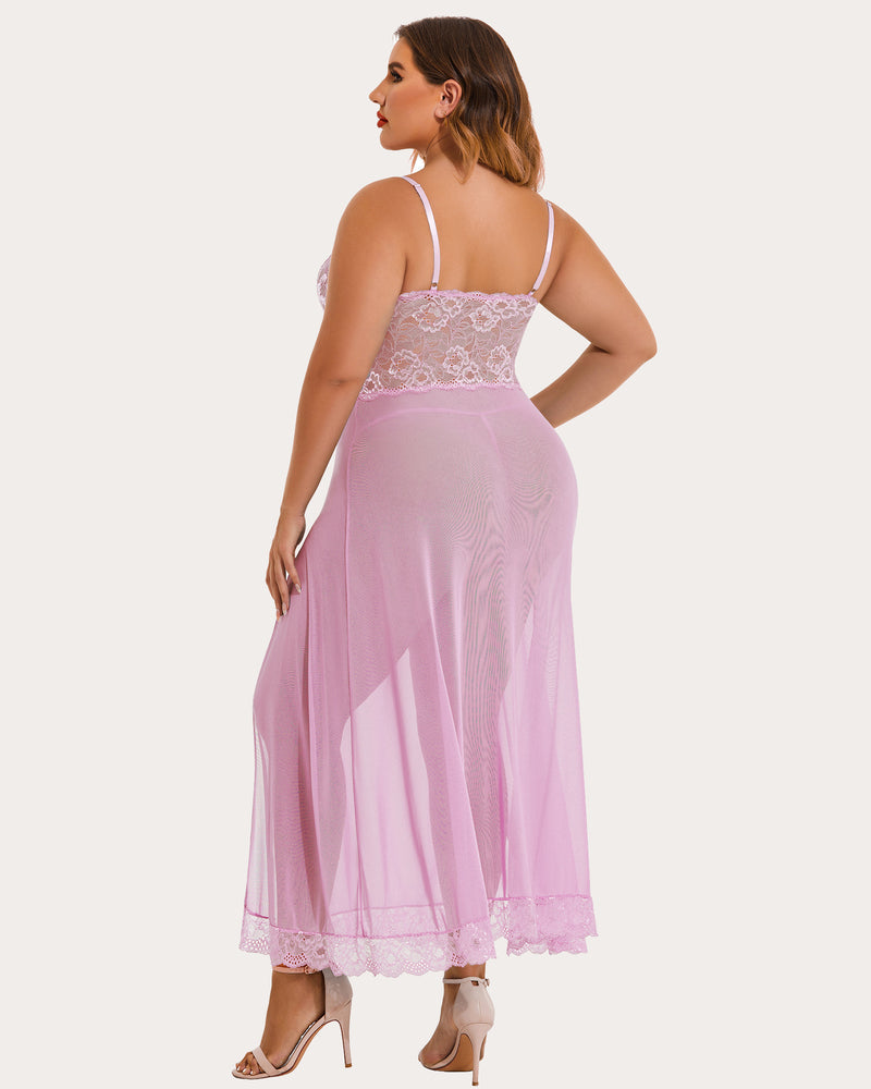 Mesh Maxi Side Slits Dress