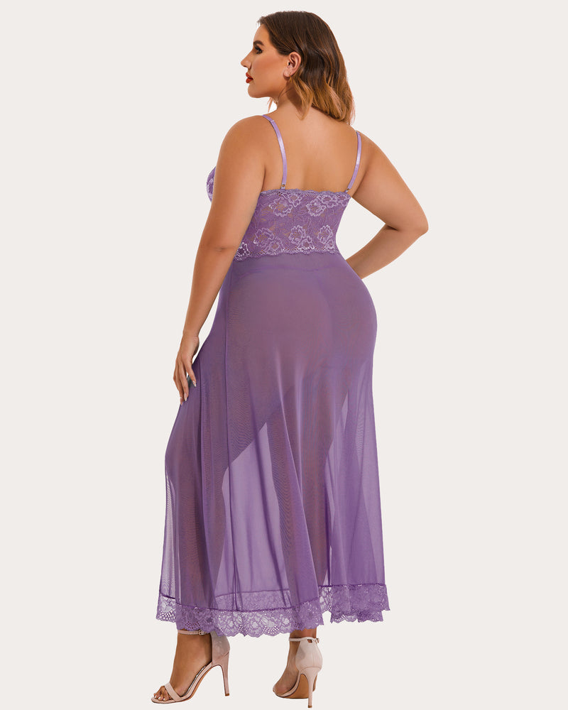 Mesh Maxi Side Slits Dress