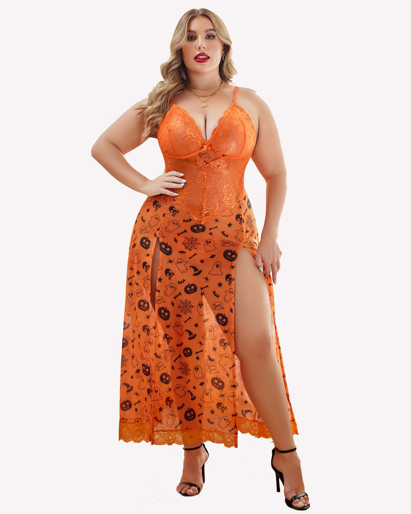 Plus Size FSide Slits Nightdress