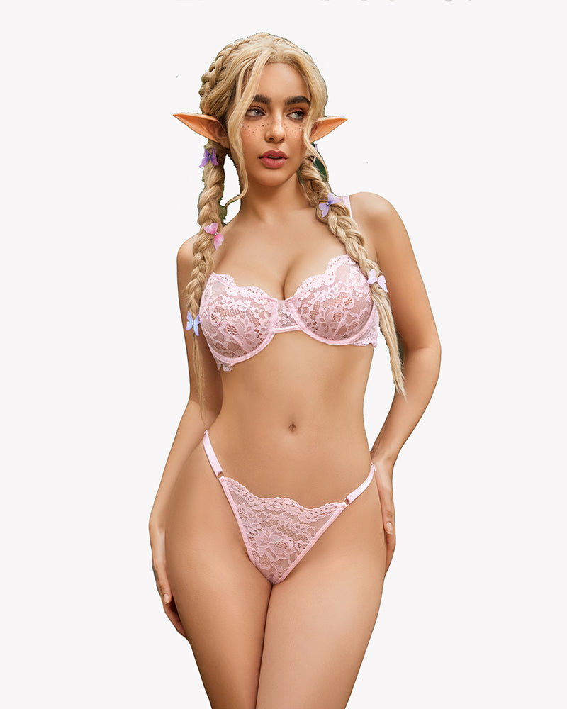 FLace Underwire Bra and Panty Sets