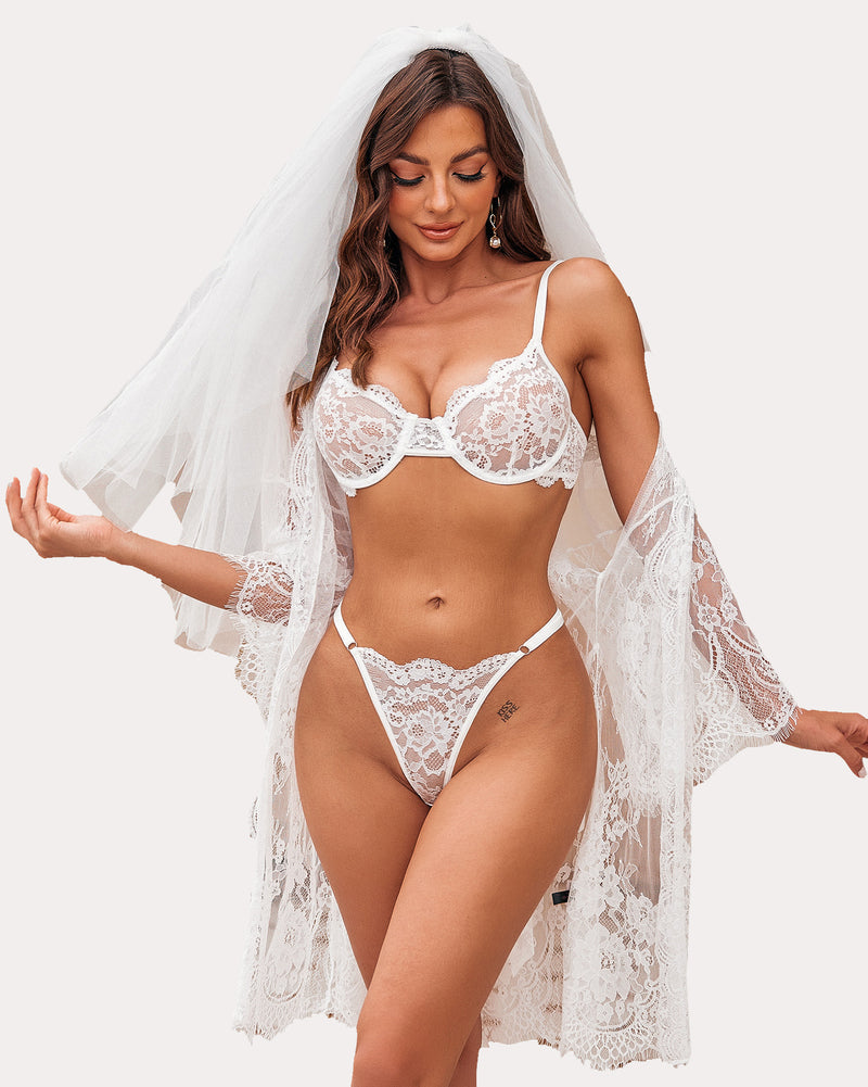 FLace Underwire Bra and Panty Sets