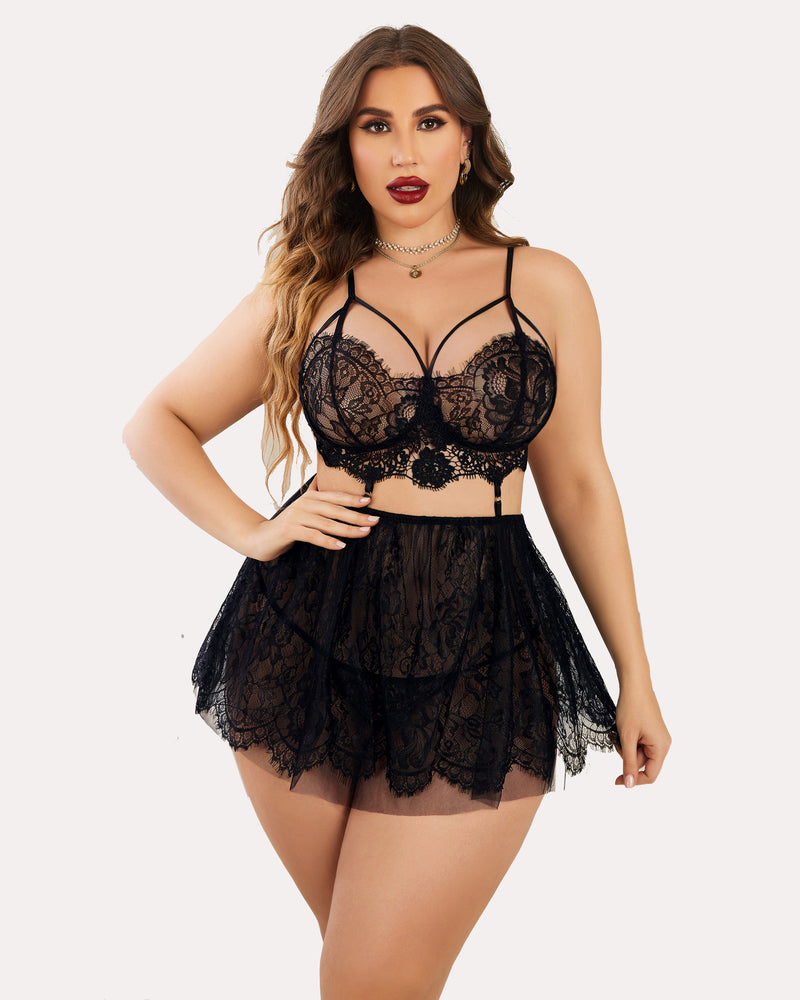 Lace Mesh Babydoll Nightwear