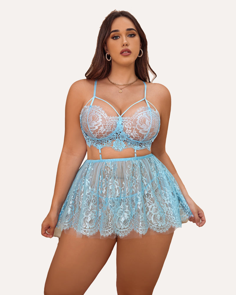 Plus Size Lingerie Babydoll Lace Nighty