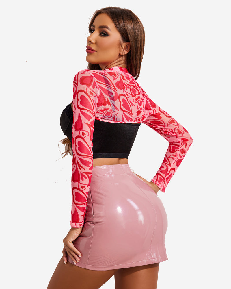 Mock Neck Long Sleeve Crop Top