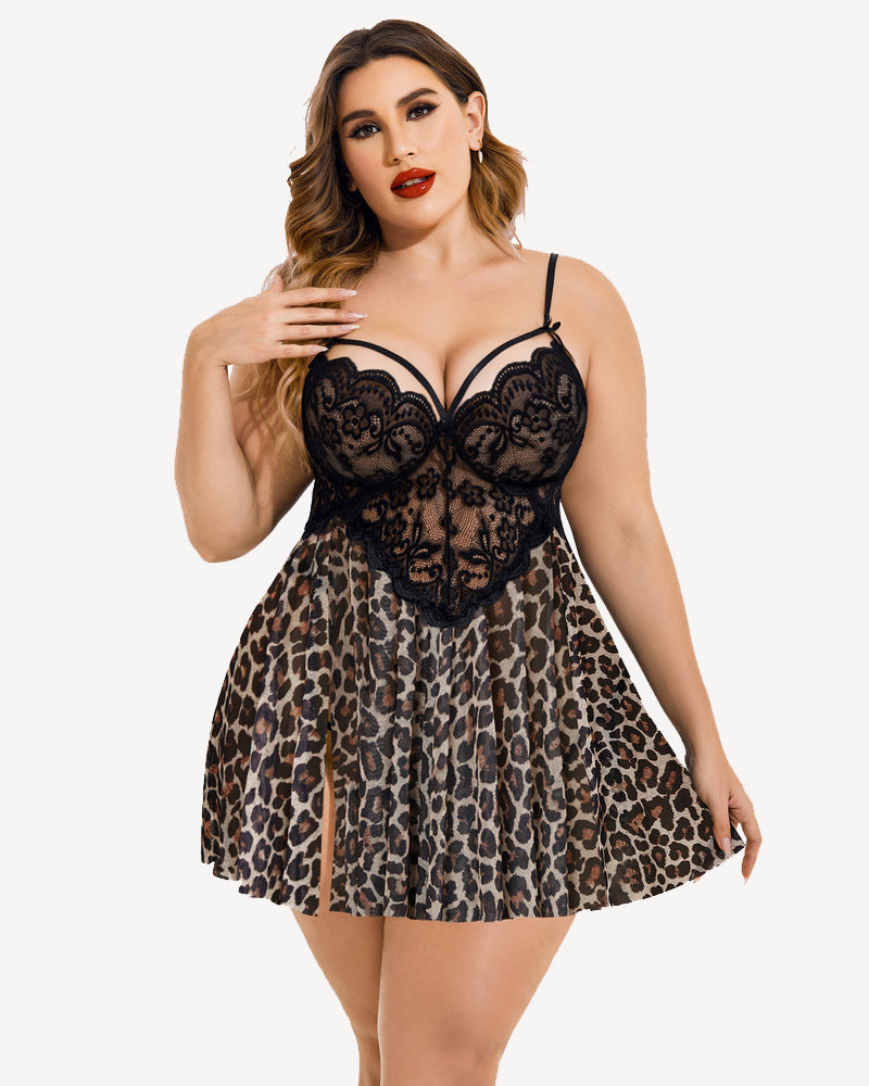 Plus Size Heart Side Slit Nightdress